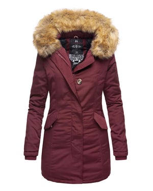Marikoo Karmaa Damen Winter Jacke Parka Mantel Winterjacke warm gefüttert B362 Weinrot Größe XS - Gr. 34
