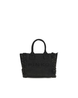 Bolso de Hombro de Rafias Negras PINKO