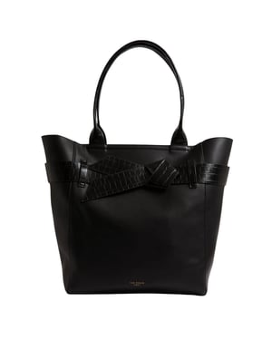 Bolso Tote Negro Con Lazo Y Efecto Cocodrilo De Ted Baker