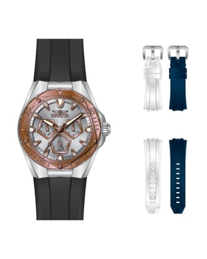Invicta Speedway 51129 Reloj de Hombre - Movimiento de Cuarzo - Acero Inoxidable con Esfera Plateada - 45 mm - Con Correas Extra