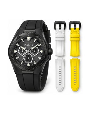 Invicta Speedway 51133 Reloj de Hombre - Movimiento de Cuarzo - Acero Inoxidable con Esfera Negra - 45 mm - Con Correas Extra