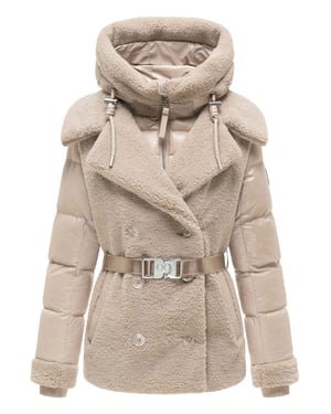 Chaqueta acolchada de peluche Navahoo Kuschelhäschen mujer – capucha desmontable y cinturón