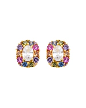 Pendientes Luxenter de Plata de Ley 925 y Circonita Multicolor acabado oro amarillo de 18k - Mezay