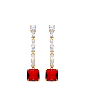 Pendientes Luxenter con Circonita Rubí acabado oro 18k - Waraim