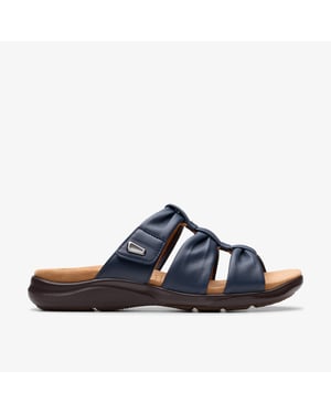 Kitly Slide Navy Leather Sandalias