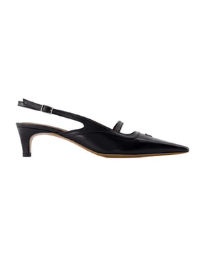 Maison Kitsune Sling Back Pointy - - Piel - Negro