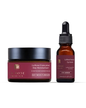 Dr. Botanicals Kit dúo antiedad La Rose Francaise de crema hidratante y sérum para el contorno de ojos