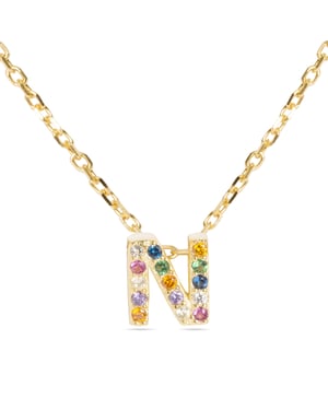 Collar Luxenter de Plata de Ley 925 con Circonita Multicolor acabado en oro amarillo de 18K - Alphabet