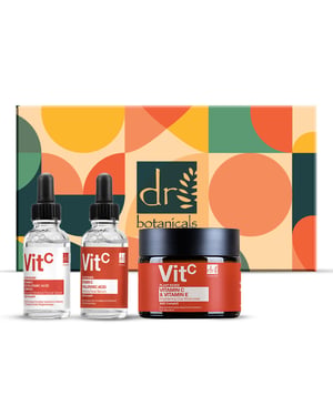 Dr. Botanicals Crema hidratante y sérum facial antiedad con vitamina C.