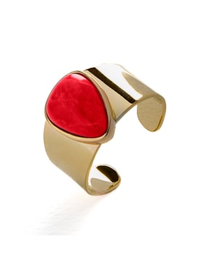 Anillo Luxenter, sheak de aleación de metal y coral acabado baño oro 18K