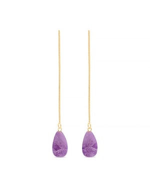 Pendientes Luxenter, zoqoyi de plata de ley 925 y amatista natural acabado baño oro 18K