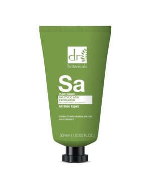 Dr. Botanicals Exfoliante antiedad con ácido salicílico, café, nuez y vitamina E, 30 ml.