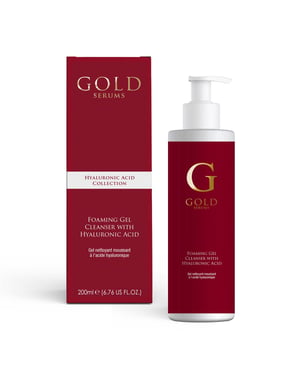 Gold Serums Limpiador facial espumoso antiedad con ácido hialurónico 200 ml