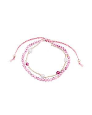 Pulsera Luxenter, athat de aleación de metal y turmalina rosa acabado baño oro 18K