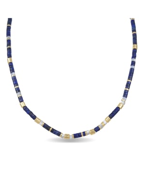 Collar Luxenter de Plata de Ley 925 con Lapislazuli Natural acabado en oro amarillo de 18K - Ihun