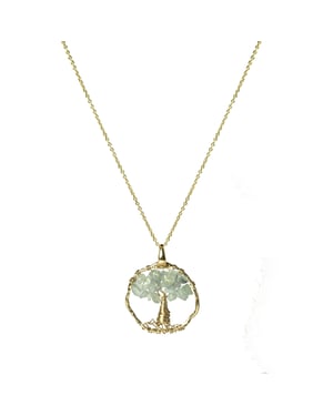 Collar Luxenter, budleia de aleación de metal y aguamarina natural acabado baño oro 18K