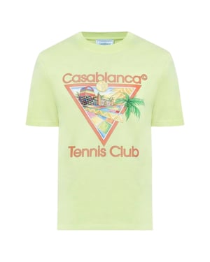 Casablanca Afro Cubism Tennis Club T-shirt Verde Pálido