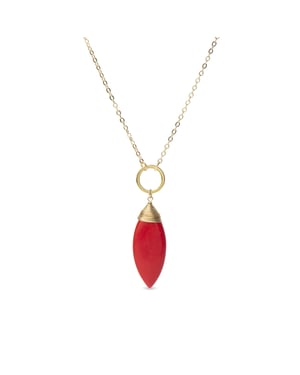 Collar Luxenter, ayom de aleación de metal y coral acabado baño oro 18K