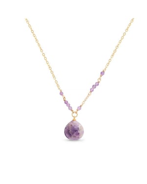 Collar Luxenter, zoqoyi de aleación de metal y amatista natural acabado baño oro 18K