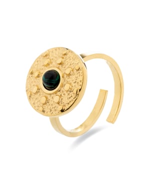 Anillo Luxenter  de Malaquita acabado en oro amarillo de 18K- Elknu