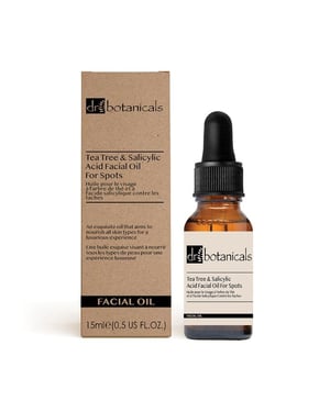 Dr. Botanicals Aceite facial con eucalipto, árbol de té, antiedad y ácido salicílico, 15 ml.