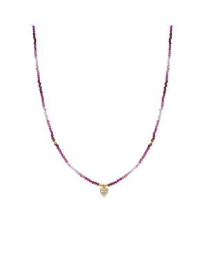 Collar Luxenter de Plata de Ley 925 y Cristal Rosa acabado en oro amarillo de 18k - Corazón
