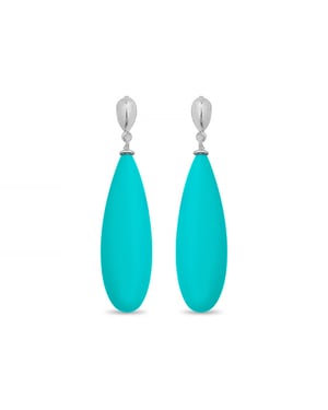 Pendientes Luxenter, adak de plata de ley 925 y turquesa acabado baño rodio