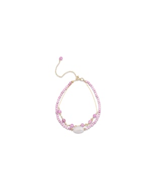 Pulsera Luxenter, ekhao de aleación de metal y turmalina rosa acabado baño oro 18K