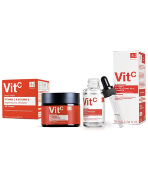Dr. Botanicals Kit doble de crema hidratante antiedad con vitamina C y sérum facial avanzado