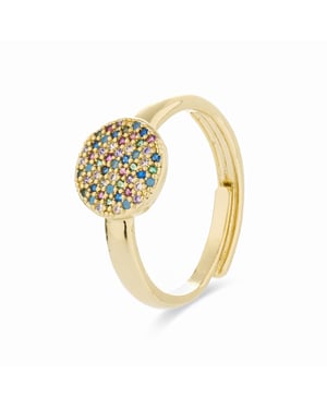 Anillo Luxenter con Circonita Multicolor acabado en oro amarillo de 18K - Cuix