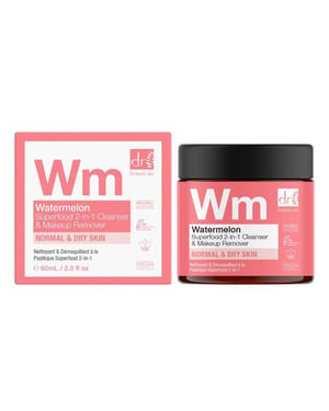 Dr. Botanicals Limpiador y desmaquillante 2 en 1 antiedad con extracto de sandía, 60 ml.