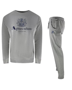 Conjunto De Pantalones Deportivos Grises Con Cuello Redondo De La Vieja Escuela Aquascutum