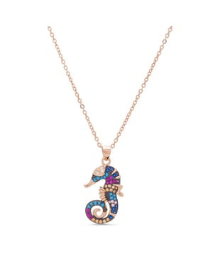 Collar Luxenter cawig de plata de ley 925 y circonita multicolor con acabado en baño oro rosa de 18 quilates