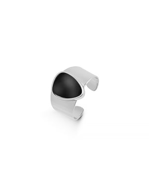 Anillo Luxenter, sheak de aleación de metal y onix acabado baño rodio