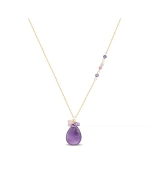 Collar Luxenter, adak de aleación de metal y amatista natural acabado baño oro 18K