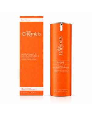 skinChemists Crema hidratante de noche antiedad con vitamina C para hombre, 50 ml.