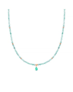 Collar Luxenter, athat de aleación de metal y amazonita acabado baño oro 18K