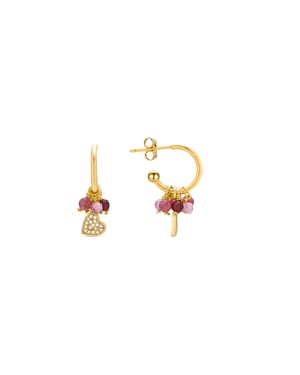 Pendientes Luxenter de Plata de Ley 925 y Cristal Rosa acabados en oro amarillo de 18k - Corazón