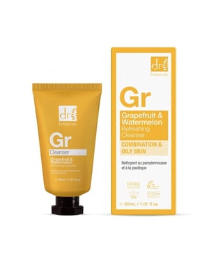Dr. Botanicals Limpiador facial refrescante antiedad avanzado de pomelo y sandía, 30 ml.