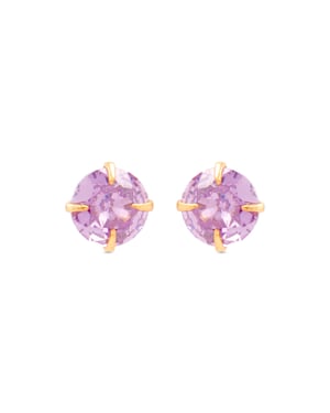 Pendientes Luxenter, otieno de plata de ley 925 y circonita amatista acabado baño oro 18K