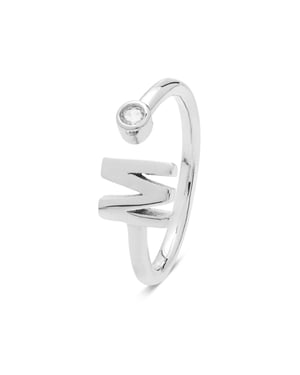 Anillo Luxenter, alphabet de plata de ley 925 y circonita brillante con acabado en baño de rodio