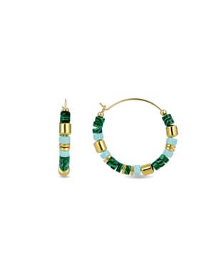Pendientes Luxenter  de Plata de Ley 925 con Malaquita acabados en oro amarillo de 18K - Ihun