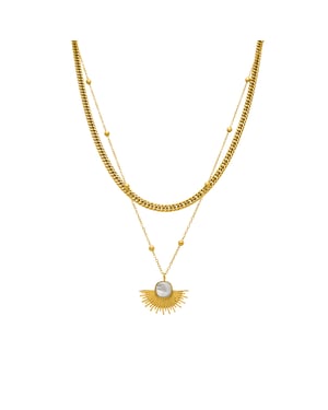 Collar Luxenter con nácar blanco acabado en oro de 18K - Sycu