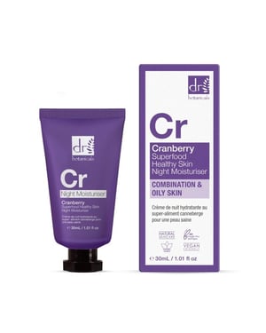 Dr. Botanicals Crema hidratante nocturna antiedad para una piel sana con arándanos rojos, superalimento, 30 ml.