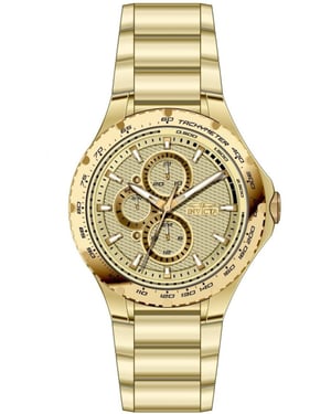 Invicta Aviator 50106 Reloj de Hombre - Movimiento de Cuarzo - Acero Inoxidable con Esfera Dorada - 44 mm