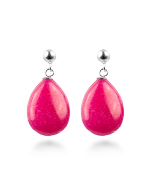 Pendientes Luxenter, kenitna de plata de ley 925 y agata rosa acabado baño rodio