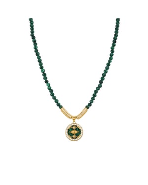 Collar Luxenter de Plata de Ley 925 con Malaquita acabado en oro amarillo de 18K - Locare