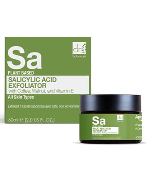 Dr. Botanicals Exfoliante antiedad con ácido salicílico, café, nuez y vitamina E, 60 ml.
