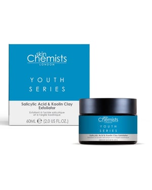 skinChemists Exfoliante antiedad con ácido salicílico y arcilla de caolín, 60 ml.