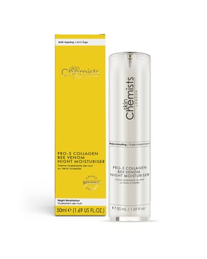 skinChemists Crema hidratante de noche antiedad con Pro-5 Colágeno y Veneno de Abeja 50 ml